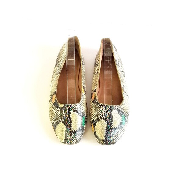 MADEWELL The Cory Flat Snake Embossed Leather Sz 6.5 Light Umber Slip On Shoes - Picture 4 of 13